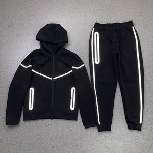 Survêtement Homme 2 Pièces en Polaire Technique Réfléchissante Tendance 2026 – Hoodie et Pantalon Lourds pour la Course à Pied - Product Image 1