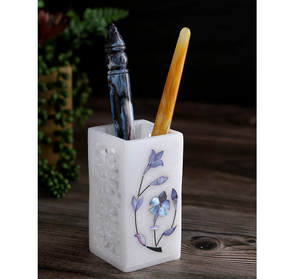 Marble Pen <b>Stand</b> Desk Organizer Stylish Desk Decoration Pencil Stationary Holder Premium Quality Marble <b>Desktop</b> Pen Holder - Product Image 3