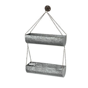Jardinière suspendue élégante à 3 niveaux en métal galvanisé, pour intérieur et extérieur, présentoir triple pour plantes, finition argentée, décoration de jardin avec chaîne - Product Image 3