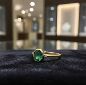 Anillo Ovalado Verde Talla 6 de EE. UU. 10x12mm con Circonita Cúbica 8g, Plata de Ley 925 Bañada en Oro de 18K, Anillo de Cóctel Elegante Hecho a Mano, Joyería con Piedras Preciosas, Regalo - Product Image 2