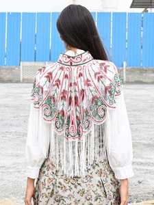 Elegante Capa de Poliéster con Lentejuelas, Flecos con Cuentas, Cuello Bordado, Chaqueta para Mujer Adulta, Chandni Export ODM Uttar - Product Image 2