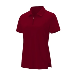 Custom Women <b>Maroon</b> Quarter Zip Polo Shirt Short Sleeve Slim Fit Athletic Golf <b>Top</b> Casual Business Casual Office Wear - Product Image 1