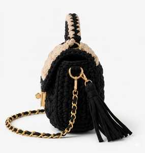 Elegante Bolso de Hombro de Ganchillo para Mujer, 100% Hecho a Mano, con Asa Superior Ideal para Viajes y Correa de Cadena Desmontable - Product Image 3
