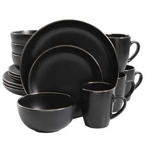 Juego de Cubiertos Ecológico Estilo Artesanal Negro de 4/16 Piezas para Uso en Campamentos y Fiestas al Aire Libre con Plato, Tazón y Taza - Product Image 2