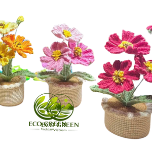 Plantes en pot au crochet colorées en gros, décorations florales tricotées à la main pour la maison, le bureau, la chambre, la crèche, cadeau de mariage, vente au détail - Product Image 1