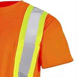 Camisa de Seguridad Reflectante Naranja para Hombre, Cuello Alto, Manga Corta, Transpirable, Informal de Verano, 100% Poliéster - Product Image 5