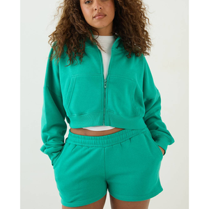 2026 Women's <b>Sexy</b> Solid Color Shorts <b>Set</b> Plus Size Crop Top &High Waist Sweatpants Summer Clothes 100% Cotton Gym Outfit - Product Image 1