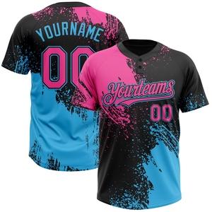 Venta al por mayor directa de la industria: Jersey de softbol unisex con patrón 3D de tigre y pavo real en negro y oro antiguo, dos botones, el más vendido y personalizable. - Product Image 5