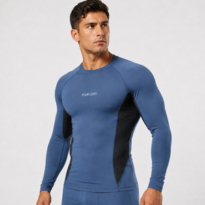 Private Label Wholesale Unisex Spandex/Polyester <b>Long</b> <b>Sleeve</b> <b>Compression</b> <b>Shirt</b> Breathable Thumbhole Cuff Design Seamless Knit - Product Image 1