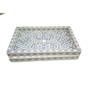 Bandeja para servir de resina con incrustaciones de hueso elegante hecha a mano de la mejor calidad/soporte para decoración del hogar bodas Pasta hamburguesas comida rápida servicio de té - Product Image 1