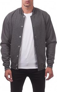 Blouson universitaire personnalisé pour homme, style Letterman, avec manches en similicuir, col montant et logo frontal - Product Image 2