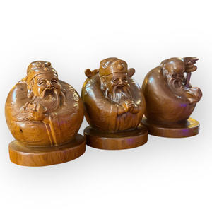 Estatuas en miniatura de los Tres Dioses de la Fortuna, la Prosperidad y la Longevidad, exquisitamente talladas. - Product Image 3