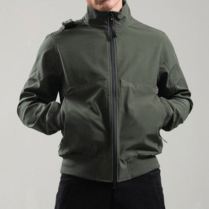 Chaqueta Softshell Verde Oliva para Hombre, Cuello Alto, Cierre de Cremallera, Resistente al Viento, Informal, para Otoño, Corte Regular, Exterior de Poliéster - Product Image 4