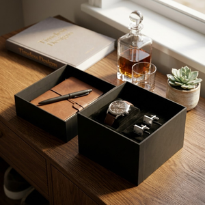 กล่องใส่เครื่องประดับแบบแข็งหรูหราพร้อมฝาปิดแม่เหล็ก |   กระดาษคราฟท์เคลือบยูวีแบบด้านสำหรับห่อของขวัญ พร้อมแผ่นฟองน้ำเสริม - Product Image 5