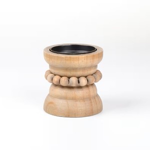 Support de bougie en bois massif écologique avec coupelle métallique, bougeoir décoratif rustique pour la maison et la décoration de table de mariage - Grande Vente - Product Image 1