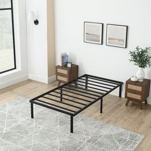 Twin 14" Heavy Duty Steel Slat <b>Platform</b> <b>Bed</b> <b>Frame</b> with Under <b>Bed</b> Storage No Box Spring Needed Black - Product Image 1