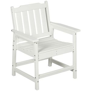 Poltrona da Esterno Impilabile in PP Bianco con Schienale a Doghe per Giardino, Prato e Aree Piscina - Product Image 1