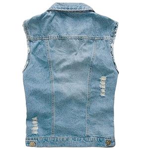 Camisa vaquera teñida Lisa transpirable sin mangas para hombre - Product Image 2