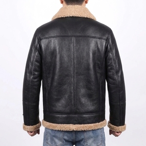 Blouson Bomber Décontracté Homme Hiver Haute Qualité en Cuir Véritable Peau de Mouton Lavé avec Fermeture Éclair – Service OEM – Vente Flash - Product Image 2