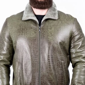 Chaqueta de Cuero Unisex con Cuello Alto Texturizado y Diseño Frontal, Color Personalizado para Grabado en Relieve - Product Image 5