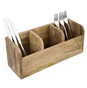 With Metal Hanger Premium Wooden Caddy For <b>Kitchen</b> Home Hotel Table Top Decorative Use Wooden Utensils Holder Caddy - Product Image 4