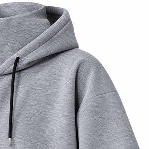 Sweat-shirt à capuche gris pour homme, coupe ample, couleur unie, style décontracté, vêtement d'automne, style tricoté, avec poche - Product Image 4