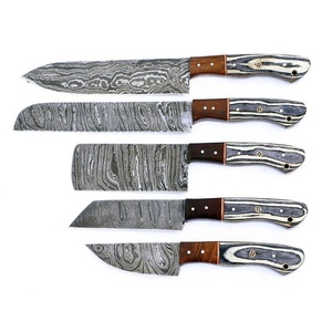 Custom 5 Piece Hand Forged Damascus Kitchen <b>Knife</b> <b>Set</b> Professional Chef Cleaver Utility <b>Knife</b> <b>Set</b> with Wooden Handle OEM ODM - Product Image 5