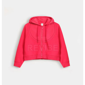 Premium Style Women Winter <b>Crop</b> Zipper Hoodies with Custom Printing 100% Cotton Breathable & Eco-Friendly Flexible Fit - Product Image 2
