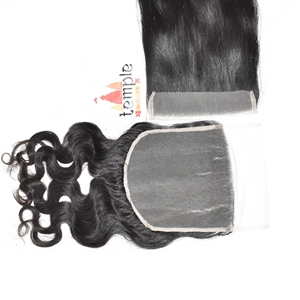 Extensiones de Cabello Humano Virgen Vietnamita Sin Procesar 7*7 con Cierre, Color Natural, Ondulado Liso, Doble Trama a Máquina, 100g - Product Image 1