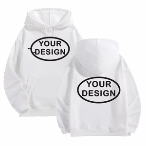 เสื้อฮู้ดสีน้ำเงินพิมพ์ลายตามสั่งสำหรับผู้ชาย สไตล์ลำลอง ผ้าฝ้าย 100% เฟรนช์เทอร์รี่ ดีไซน์โลโก้ด้านหน้า เหมาะสำหรับใส่ในฤดูใบไม้ร่วง ทรงโอเวอร์ไซส์ - Product Image 3