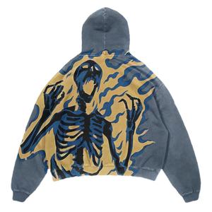 Gran oferta, proveedor de ropa de calle MOQ bajo, diseños complejos gráficos personalizados, sudaderas con capucha de algodón de lana gruesa estampada para hombres - Product Image 2