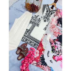 PD-Aarohi Designer Women's White Party Wear Talla M Top & Plazzo con Fancy Dupatta Elegant Set - Product Image 5