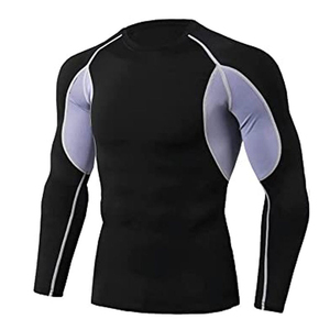 Ensemble de sport respirant et compressif pour homme, taille plus, 2 pièces, manches longues, collants de fitness, évacuation de l'humidité - Product Image 4