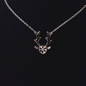 Collar de Plata S925 para Mujer, Juego de Ciervo Navideño, Asta de Alce, Accesorios de Joyería de Perlas DIY, Colgantes Finos para Clavícula, Dijes - Product Image 4