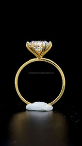 4 quilates 10mm Color blanco solitario corte portugués Moissanite piedra diamante anillo 18 quilates oro Material Moissanite anillo mujeres - Product Image 2