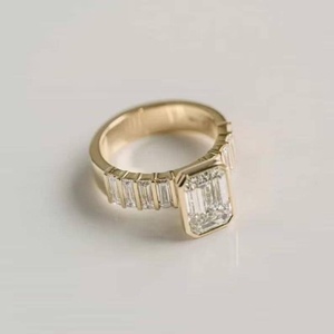 Gorgeous 2.01CT Emerald Cut Moissanite Solitaire <b>Ring</b> Half Eternity For Women 18K Solid Gold Party Surprise Gift For Lovers - Product Image 6