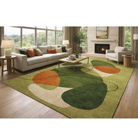 Living Room Decorative Area Rug Hand Tufted Wool Carpet PET Friendly Floral Pattern Modern Design Medium Thickness Kids Learning