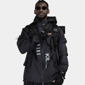 Wholesale Mens Techwear <b>Jacket</b> Tactical Urban Streetwear Waterproof Windbreaker Multi-pocket Functional Cyberpunk Cargo Coat - Product Image 1