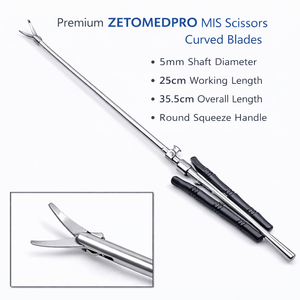 Tijeras Premium ZETOMEDPRO MIS con Hojas Curvas, Eje de 5 mm, Longitud de Trabajo de 25 cm, Longitud Total de 35.5 cm, Mango Redondo Ajustable – ZETOMEDPRO - Product Image 5