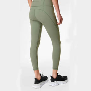 Pantalones de Yoga de Cintura Alta con Bolsillos Laterales, Leggings de Control de Abdomen para Mujer, Elásticos en 4 Direcciones, para Entrenamiento, Gimnasio, Color Verde Salvia - Product Image 3