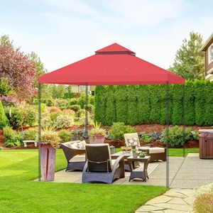Gazebo Pergola Rosso 3x3m con Tettoia 2T - Product Image 2