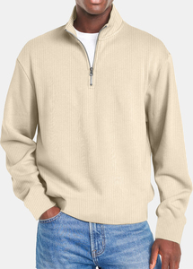 Winter Custom <b>Mens</b> New Solid Color Stand Collar Knit Pullover Sweater <b>Long</b> Sleeve <b>Men's</b> Half Zip Sweater - Product Image 4