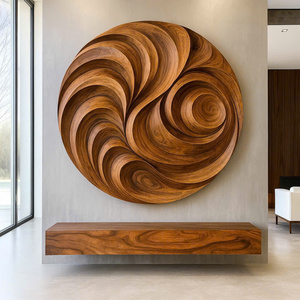 Sculpture en bois massif sculptée à la main, art déco écologique, décoration murale abstraite, anniversaire et Diwali, décoration de mariage, art mural - Product Image 3