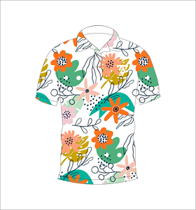 Men’s <b>White</b> Floral Print <b>Polo</b> Shirt Short Sleeve Casual Summer Fashion Golf Shirt - Product Image 1