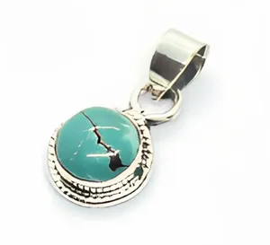 Colgante de Plata 925 con Turquesa, Engaste de Bisel, Estilo Vintage, Unisex, Joyería para Uso Diario - Product Image 1