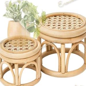 Tabouret en bambou fait main moderne pour chambre, patio extérieur, nouveau pouf d'intérieur, console avec incrustation d'os pour la détente, pour écoles et appartements - Product Image 2