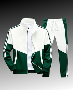 Premium Men Sporty Tracksuit Set Stand Collar Color Blocking <b>Joggers</b> Custom Logo Breathable Polyester Autumn Wear Standard Size - Product Image 5