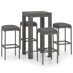 Ensemble de bar de jardin en rotin PE gris 100% polyester et acier thermolaqué - Product Image 2