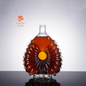 Bouteille à spiritueux en verre cristal blanc côtelé en forme d'éventail plat personnalisable de 1000 ml, adaptée à la <span class=keywords><strong>vodka</strong></span> et au whisky - Product Image 5