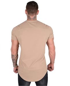 T-shirt à manches courtes pour homme, couleur unie, col rond, coupe ajustée, respirant, jersey de coton, vêtements décontractés - Product Image 2